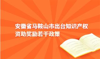 安徽省马鞍山市出台知识产权资助奖励若干政策，贯标资助5万元